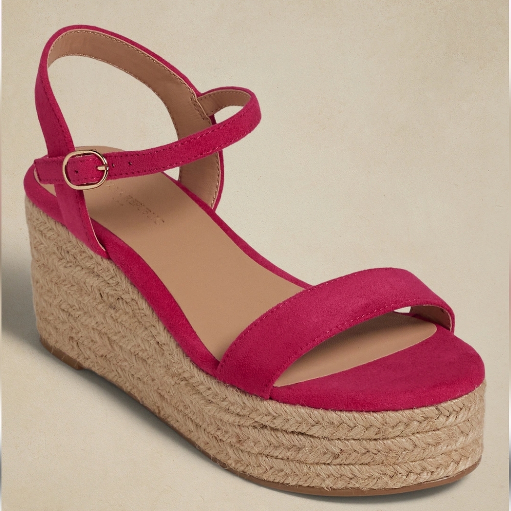 Banana Republic Platform Strappy Espadrille Maui Rose, Size 9